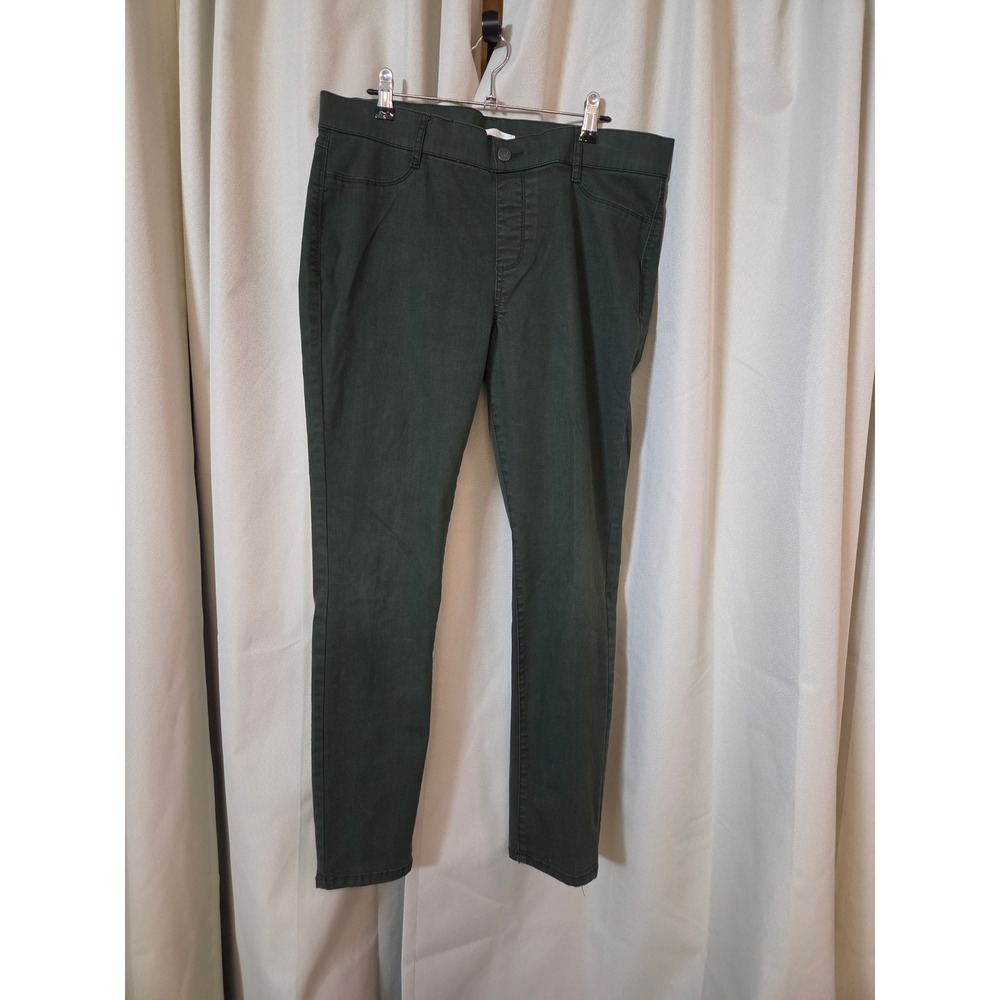 LC Lauren Conrad Women Green Skinny Pants Size 14 Mid Rise Stretch Trousers